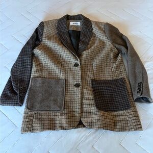 BB Dakota Brown and Gray Checkered Blazer